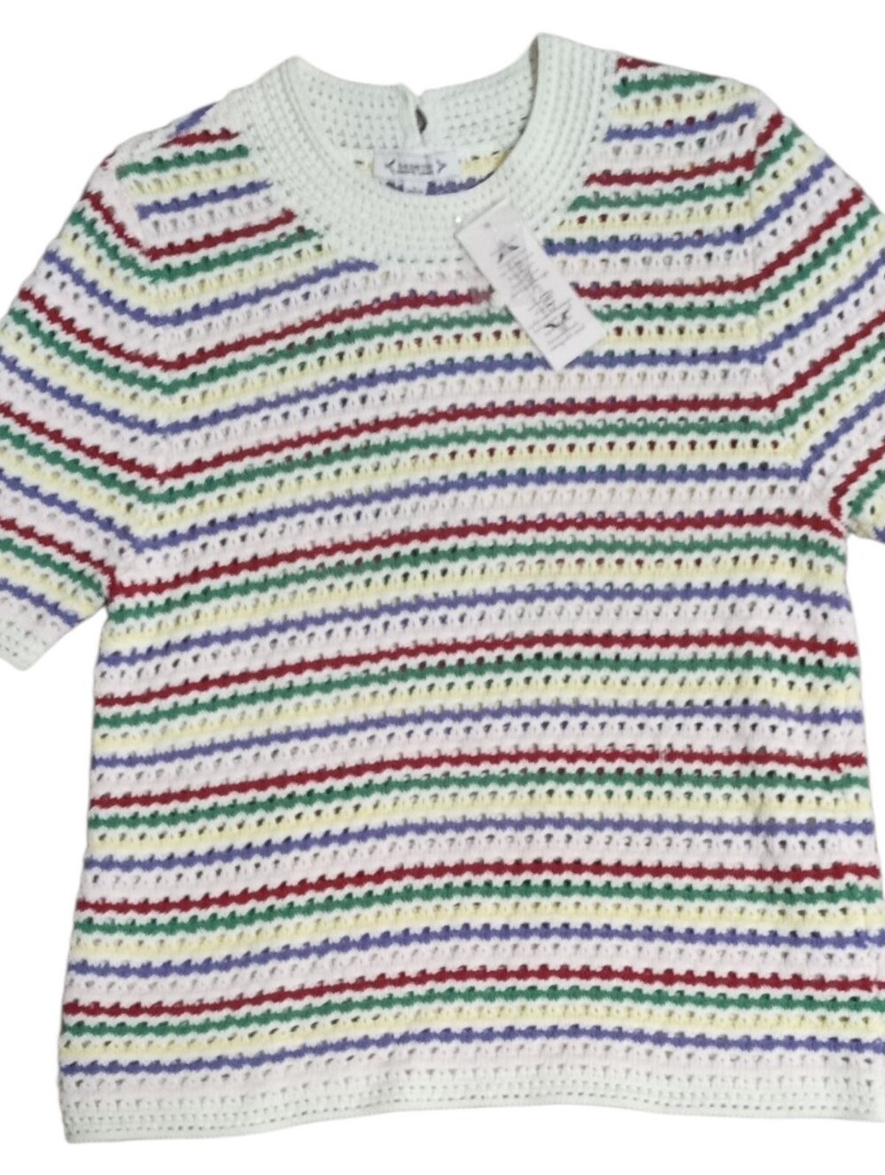 New Nanette Lepore Crochet Sweater Striped Size Large NWT